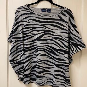 Zebra stripe poncho top, size PL, so cute.
